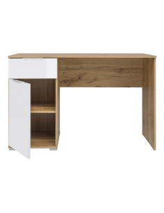 Cheshire 1 Door 1 Drawer Desk - Tacho Oak/White Gloss 2