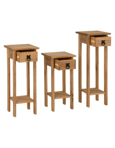 Corona 3x Plant Stands - Distressed Waxed Pine