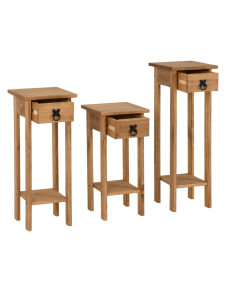 Corona 3x Plant Stands - Distressed Waxed Pine