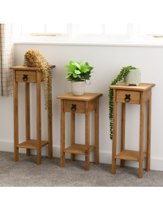Corona 3x Plant Stands - Distressed Waxed Pine