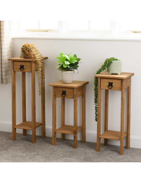 Corona 3x Plant Stands - Distressed Waxed Pine