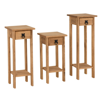 Corona 3x Plant Stands - Distressed Waxed Pine
