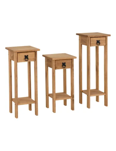 Corona 3x Plant Stands - Distressed Waxed Pine