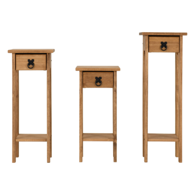 Corona 3x Plant Stands - Distressed Waxed Pine