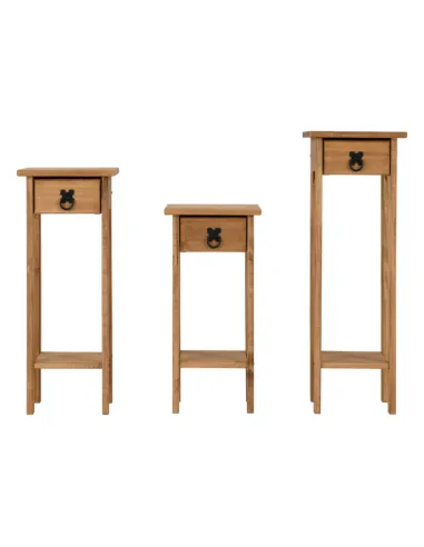 Corona 3x Plant Stands - Distressed Waxed Pine