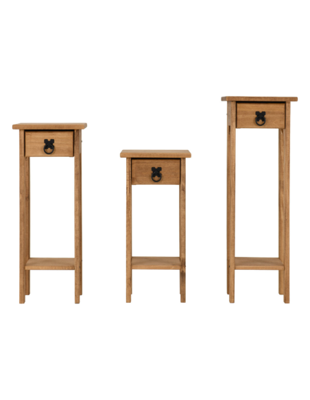 Corona 3x Plant Stands - Distressed Waxed Pine