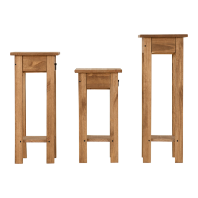 Corona 3x Plant Stands - Distressed Waxed Pine