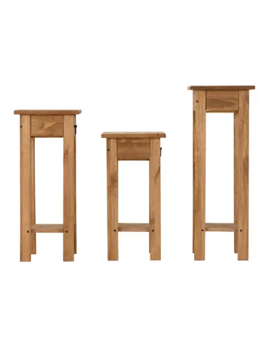 Corona 3x Plant Stands - Distressed Waxed Pine