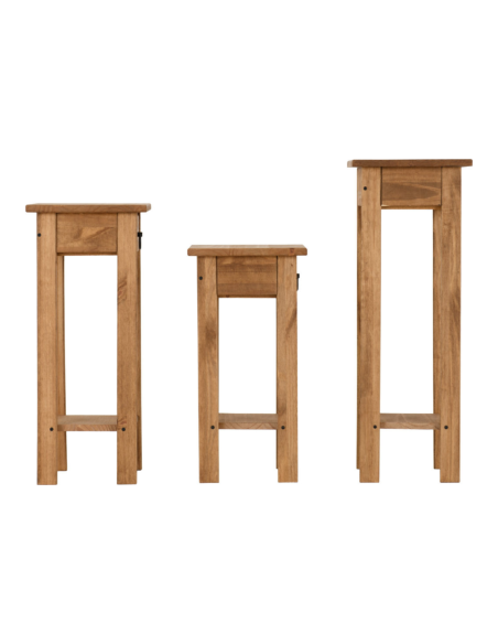 Corona 3x Plant Stands - Distressed Waxed Pine