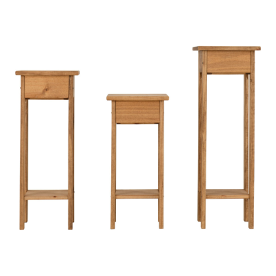 Corona 3x Plant Stands - Distressed Waxed Pine
