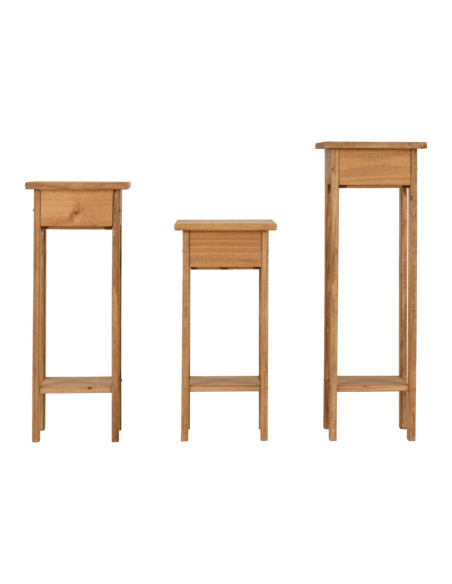 Corona 3x Plant Stands - Distressed Waxed Pine
