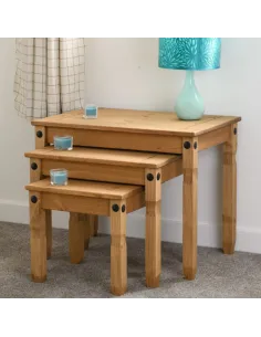 Corona Nest Of Tables - Distressed Waxed Pine