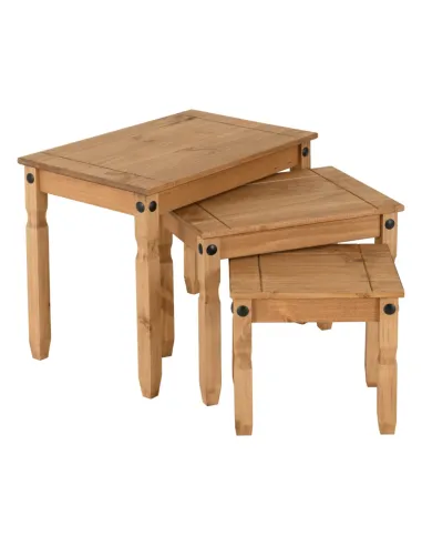 Corona Nest Of Tables - Distressed Waxed Pine
