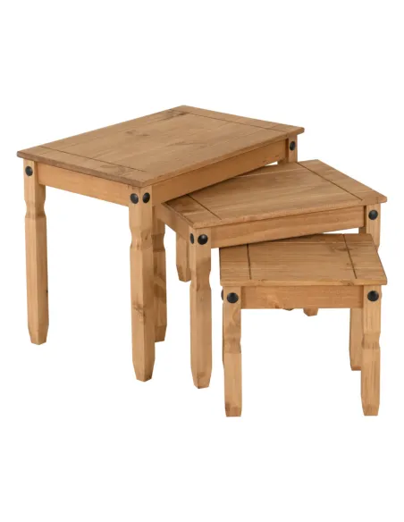 Corona Nest Of Tables - Distressed Waxed Pine