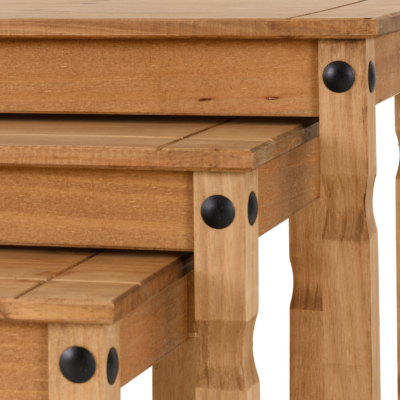 Corona Nest Of Tables - Distressed Waxed Pine