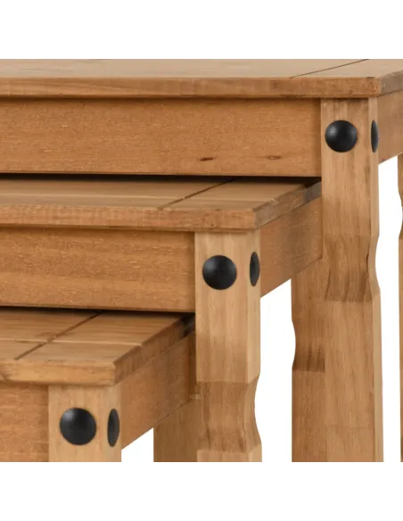 Corona Nest Of Tables - Distressed Waxed Pine