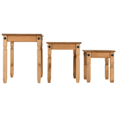 Corona Nest Of Tables - Distressed Waxed Pine