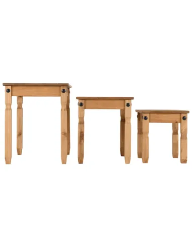 Corona Nest Of Tables - Distressed Waxed Pine