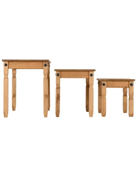 Corona Nest Of Tables - Distressed Waxed Pine