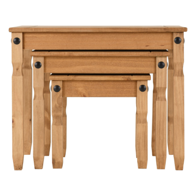 Corona Nest Of Tables - Distressed Waxed Pine