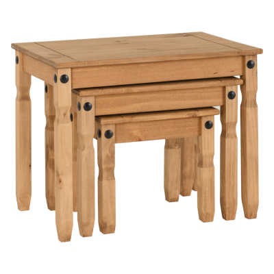 Corona Nest Of Tables - Distressed Waxed Pine