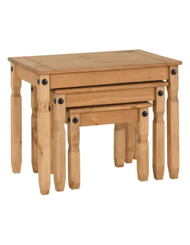 Corona Nest Of Tables - Distressed Waxed Pine