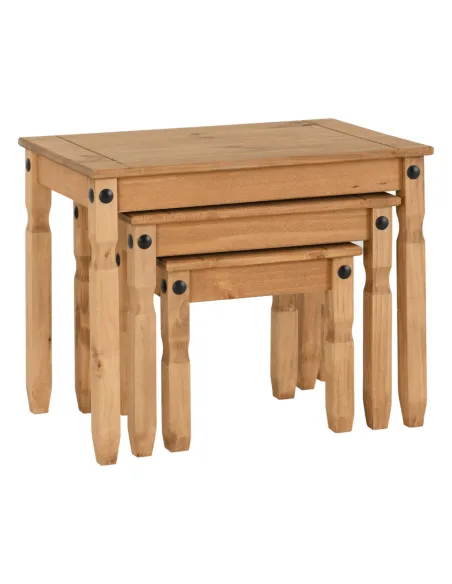 Corona Nest Of Tables - Distressed Waxed Pine