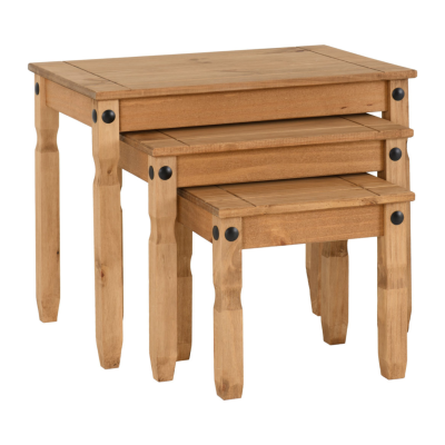 Corona Nest Of Tables - Distressed Waxed Pine