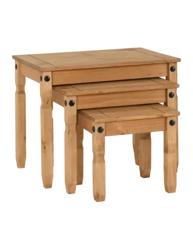 Corona Nest Of Tables - Distressed Waxed Pine