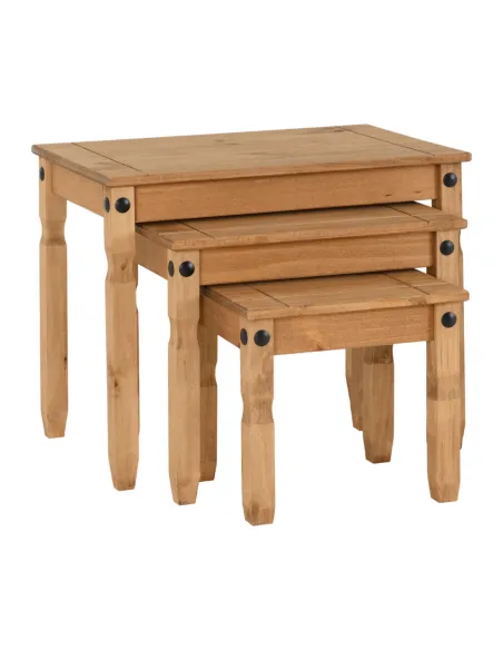 Corona Nest Of Tables - Distressed Waxed Pine