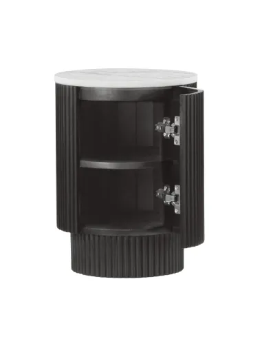 Lantine Side Table With Door - Mango Charcoal/Marble