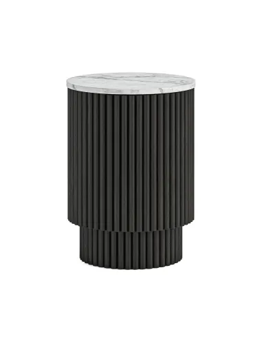 Lantine Side Table With Door - Mango Charcoal/Marble