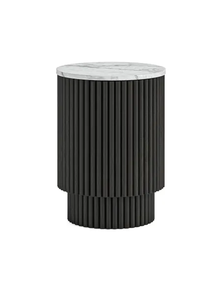 Lantine Side Table With Door - Mango Charcoal/Marble