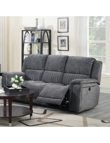 Marseilles 3 Seater Recliner Sofa - Light Grey