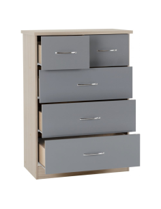 Nevada 3+2 Drawer Chest - Grey Gloss/Light Oak 2
