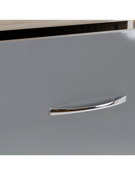 Nevada 3+2 Drawer Chest - Grey Gloss/Light Oak