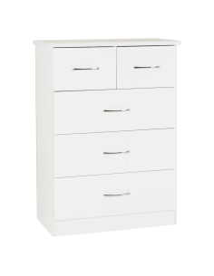 Nevada 3+2 Drawer Chest - White Gloss