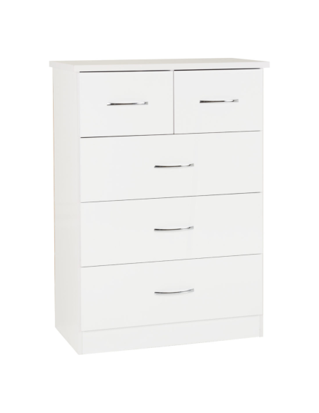 Nevada 3+2 Drawer Chest - White Gloss