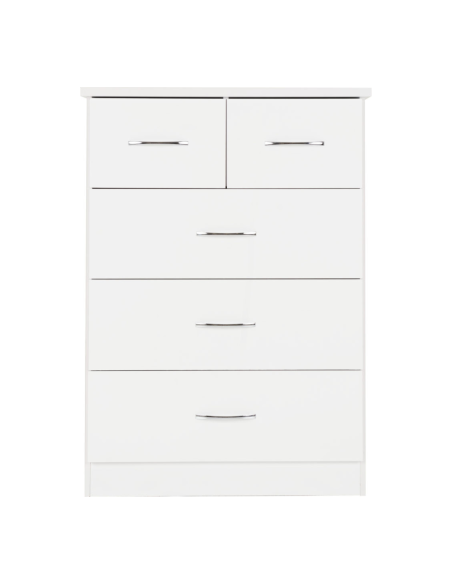 Nevada 3+2 Drawer Chest - White Gloss