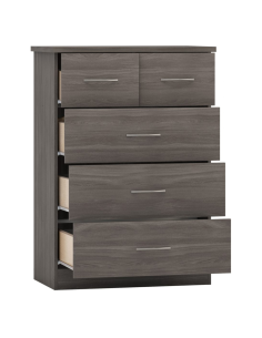Nevada 3+2 Drawer Chest - Black  Wood Grain 2