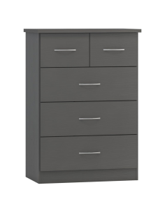 Nevada 3+2 Drawer Chest - 3D Effect Grey