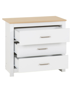 Portland 3 Drawer Chest - White/Oak Effect 2