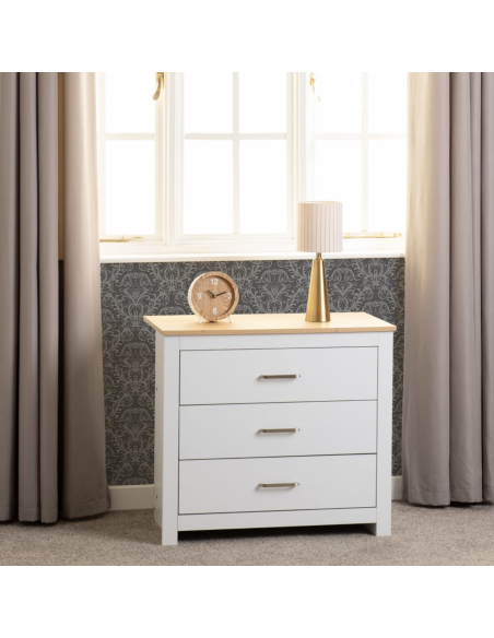 Portland 3 Drawer Chest - White/Oak Effect