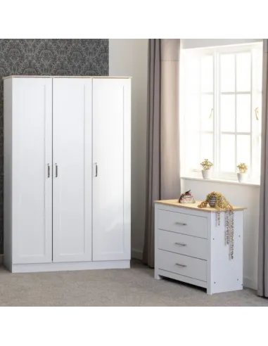 Portland 3 Drawer Chest - White/Oak Effect