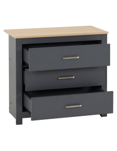 Portland 3 Drawer Chest - Grey/Oak Effect 2