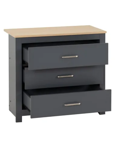 Portland 3 Drawer Chest - Grey/Oak Effect