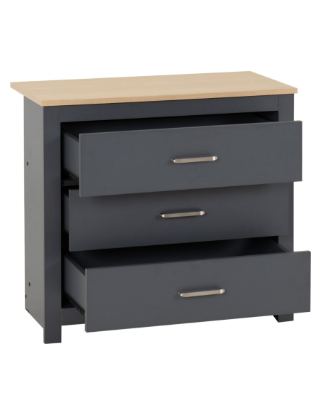 Portland 3 Drawer Chest - Grey/Oak Effect