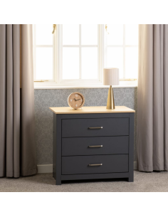 Portland 3 Drawer Chest - Grey/Oak Effect