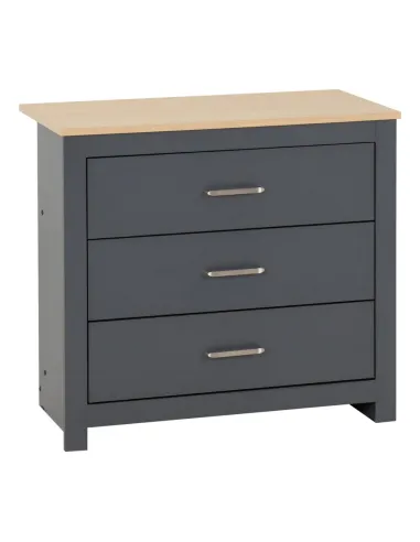 Portland 3 Drawer Chest - Grey/Oak Effect