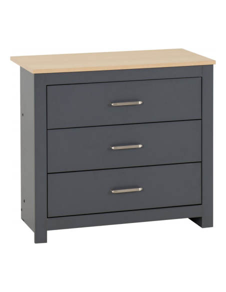 Portland 3 Drawer Chest - Grey/Oak Effect